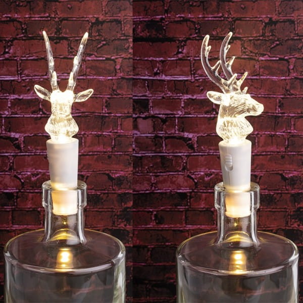 LED-Flaschenlicht mit 2 LED-Lämpchen, Rentier, 12,5cm hoch, weiß