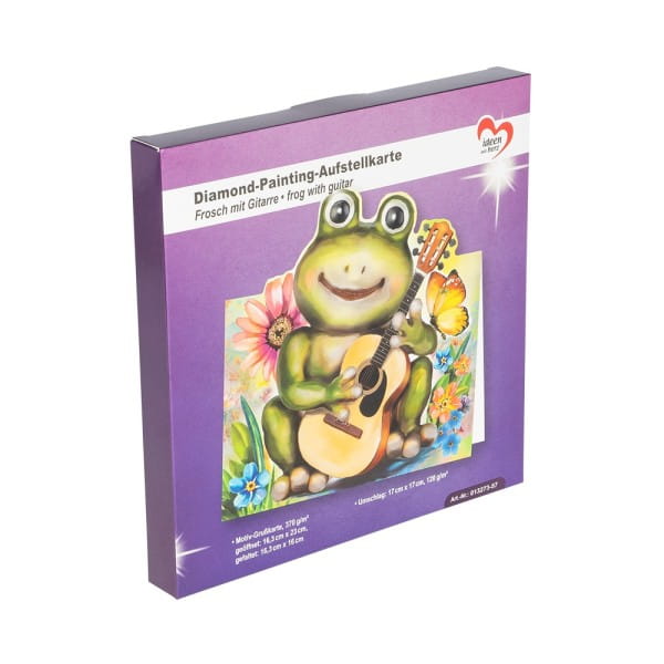 Diamond-Painting-Aufstellkarte, Frosch mit Gitarre, 16,3cm x 16cm, inkl. Zubehör