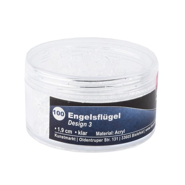 Engelsflügel aus Acryl, Design 3, 1,9 cm, klar, 100 Stück