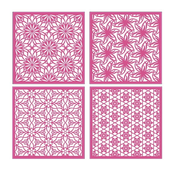 Laser-Kartenaufleger, Blumen 1, 14cm x 14cm, 4 versch. Designs, 5 Farbtöne, 20 Stück