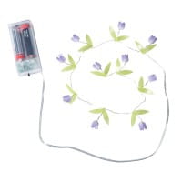 LED-Drahtlichterkette Blümchen, 10 LEDs in Warmweiß, 0,75m lang, Timer