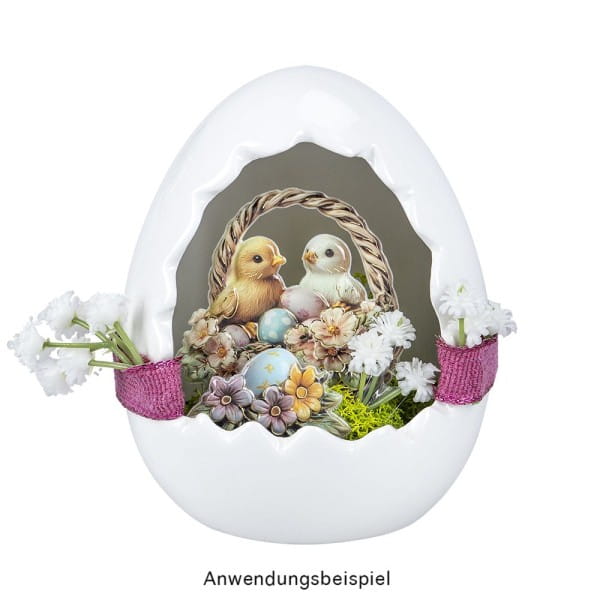 Ei zum Befüllen, 12,4cm hoch, 10,9cm breit, 9,8cm tief, weiß glänzend