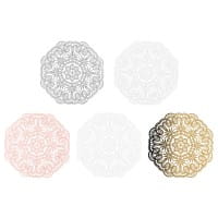 Laser-Kartenaufleger, Zierdeckchen, Ornament 16, Ø 14cm, 220 g/m², 5 Farbtöne, 20 Stück