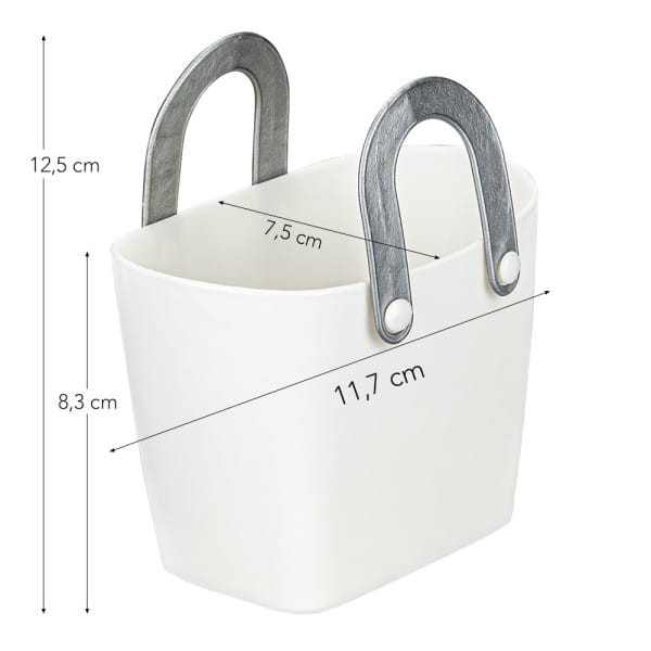 Deko-Gefäß mit Henkeln, 8,3cm x 11,7cm x 7,5cm, Rohling, weiß