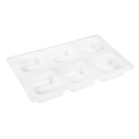Silikonform für 6 Quadrate in der Größe 5,4cm x 5,4cm x 2,7cm, mit abgeschrägter Kante