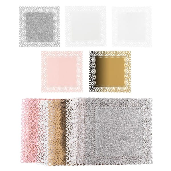 Laser-Kartenaufleger, Zierdeckchen, Ornament 13, 14cm x 14cm, 220 g/m², 5 Farbtöne, 20 Stück