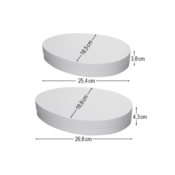 Geschenkboxen in Eiform, 2 versch. Größen, mit Deckel, weiß, 2 Stück