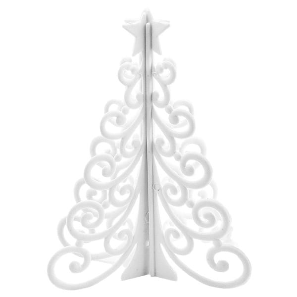Winter-Deko, Tannenbaum 2, Rohlinge, 7,6cm x 7,6cm x 9,5cm, weiß, 10 Stück