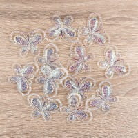 Kristallkunst-Schmucksteine, Schmetterling 2, 3,3cm x 4,5cm, transparent, klar, irisierend, 12 Stück