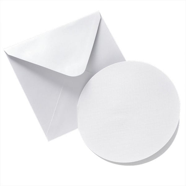 8er Perlmutt-Karten-Set, rund, Ø13cm, inkl. Umschläge, weiß
