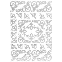 3-D Sticker "Deluxe Eckornamente", verschiedene Größen, selbstklebend, silber