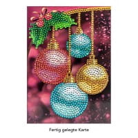 Diamond-Painting-Grußkarte, Strass, Weihnachtskugeln, 11,5cm x 16,5cm, inkl. Zubehör