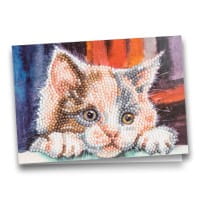 Diamond-Painting-Grußkarte, Katze, 16,5cm x 11,5cm, inkl. Zubehör
