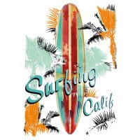 Color Bügeltransfers, DIN A4, filigran ohne Hintergund, Vintage Surfing