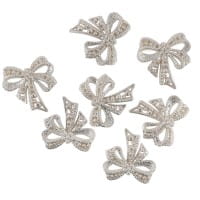 Perlmutt-Schmucksteine, Schleife, 4,5cm x 4,5cm, champagner, 7 Stück