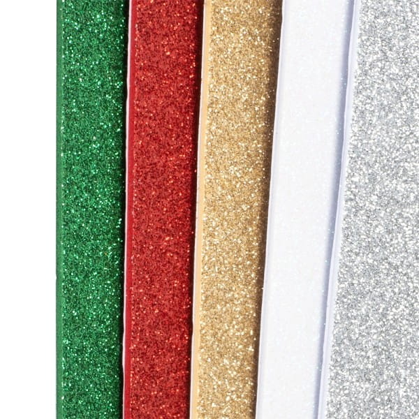 Moosgummi, selbstklebend, Glitzer 3, DIN A4, 2mm, verschiedene Farben, 10 Bogen