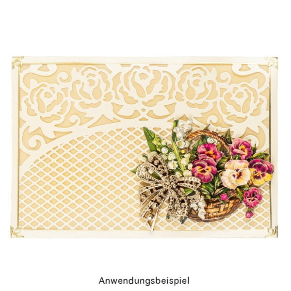 Stanzschablone, Briefumschlag mit Blütenornament, 2 Stück