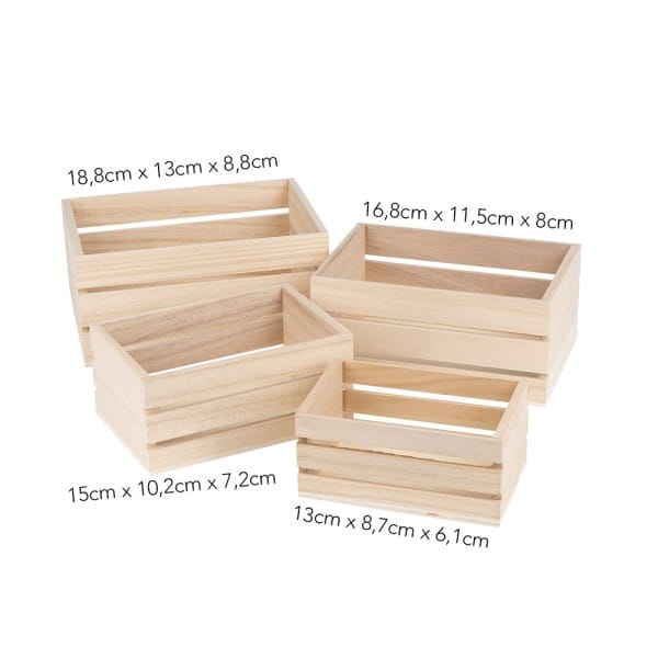 Kisten, Holz, rechteckig, verschiedene Größen, 4 Stück