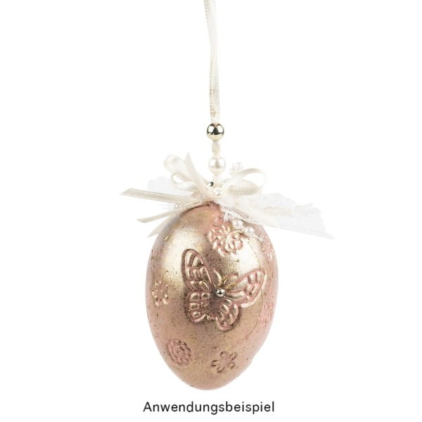 Deko-Eier, Ø 4cm, 5,8cm hoch, weiß, geprägte Ornamentik, 10 versch. Designs, 10 Stück