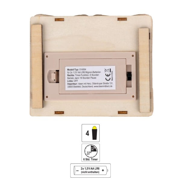 LED-Haus, Design 2, 12cm x 10cm x 15,1cm, warmweiß mit Timer