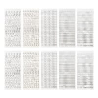 Sticker, Buchstaben und Zahlen, Perlmutt- und Spiegelfolie, versch. Designs, silber, 10 Bogen
