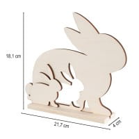 Hase mit Hasenkind, aus Holz, zum Aufstellen, 21,7cm x 4cm x 18,1cm