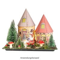 LED-Lichthaus, Nostalgische Weihnacht 2, Ø 11cm, 22cm hoch, inkl. Draht-Lichterkette, mit Timer