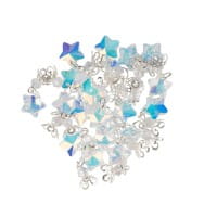 Glas-Anhänger mit Perlenkappe, Stern, 2,9cm x 1,3cm, klar-irisierend, 20 Stück
