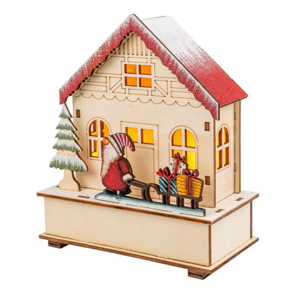LED-Haus, Wichtel mit Schlitten, 12cm x 6cm x 14cm, warmweiß mit Timer | Leucht-Deko | LED & Leucht-Deko | Deko- & Geschenkartikel