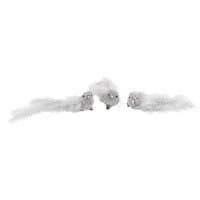 Plüsch-Federvögel, 15cm x 3,5cm x 3,5cm, grau mit silbernen Highlights, mit Clip, 3 Stück