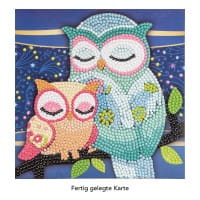 Diamond-Painting-Grußkarte, Eule mit Kind, 16cm x 16cm, inkl. Zubehör