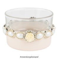 Premium-Schmucksteine, Rosenblüte 1, Ø 2cm, hellgold, mit Blüte in Creme & Glaskristallen, 17 Stück