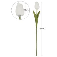 Deko-Blumen, Tulpen, 33cm lang, weiß, realistische Optik, 10 Stück