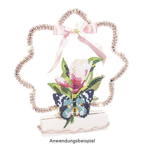 Perlen-Band, 10m lang, Perlen: Ø 3mm, transparent, rosa