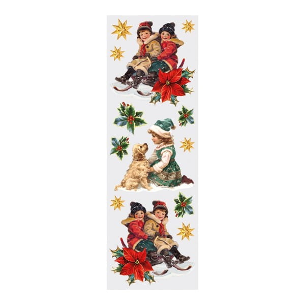 Transparent-Sticker, Winter-Kinder, verschiedene Designs, 10cm x 30cm, 10 Bogen