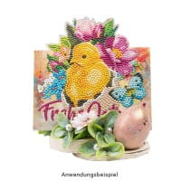 Diamond-Painting-Aufstellkarte, Küken mit Blumen, 16,3cm x 16cm, inkl. Zubehör