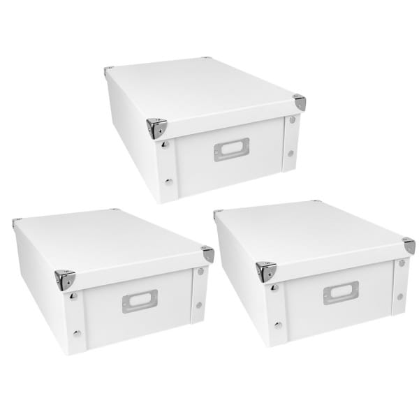 Ordnungsbox, faltbar, mit Deckel, 40,5cm x 28cm x 14,5cm, weiß, 3 Stück | Sonstige | Geschenktaschen & Boxen | Deko- & Geschenkartikel