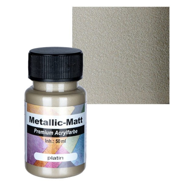 Metallic-Matt, Premium Acrylfarbe, platin, 50ml