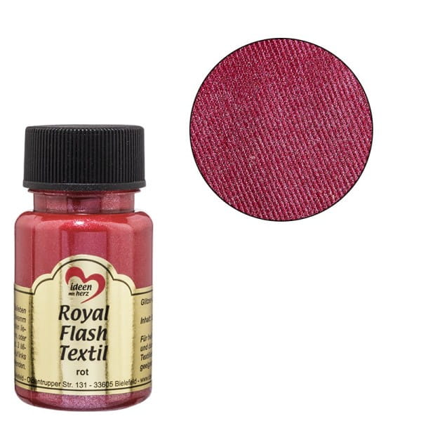 Royal Flash Textil, Glitzer-Metallic-Farbe, 50 ml, rot