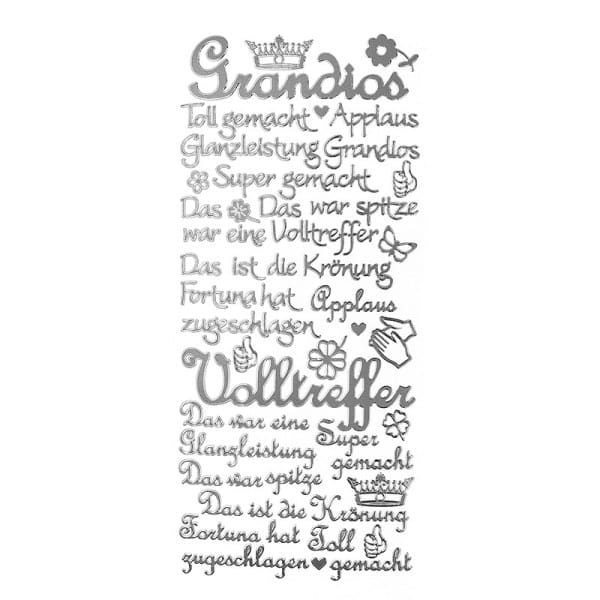 Sticker, Schriften, "Super/Applaus", uvm., Spiegelfolie, silber