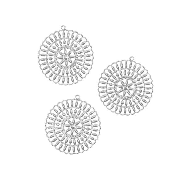 Metall-Ornamente, Design 38, Ø 5,5cm, silber, 3 Stück