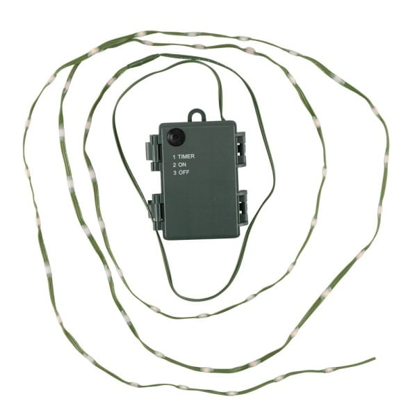 LED-Micro-Lichterkette, warmweiß, inkl. Timer, grünes Soft-Kabel, 50er