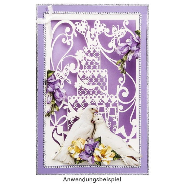 Laser-Grußkarte "Hochzeit 3", 12cm x 18cm, mit Umschlag & fliederfarbenem Einleger