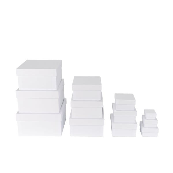 Geschenkboxen, quadratisch, 12 verschiedene Größen, weiß, 12 Stück | Taschen & Boxen aus Papier | Geschenktaschen & Boxen | Deko- & Geschenkartikel