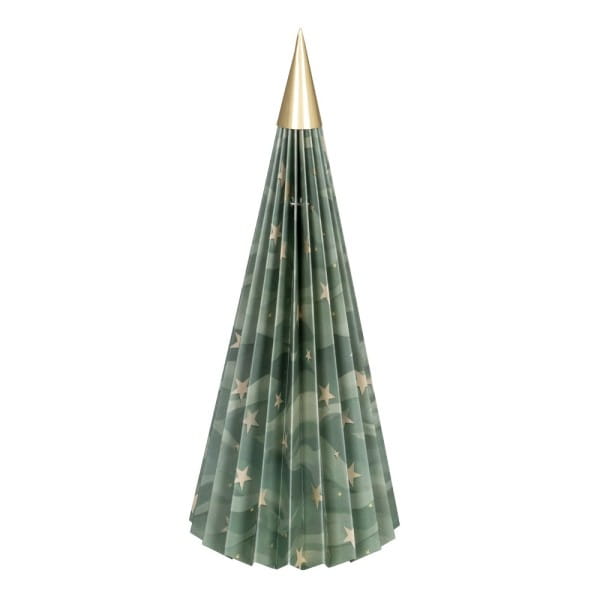 Magnet-Falt-Tanne, Design 3, Ø10cm, 22,3cm hoch, 180g/m², inkl. Tannenspitze | Weihnachts-Deko | Basteln Weihnachten | Bastelbedarf für Anlässe