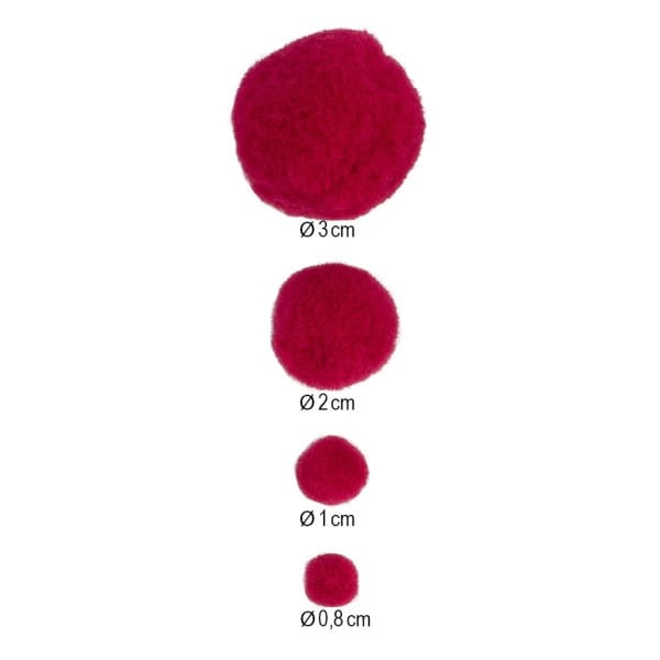 Pompons, Violett- & Rosatöne, versch. Farben und Größen, 500 Stück