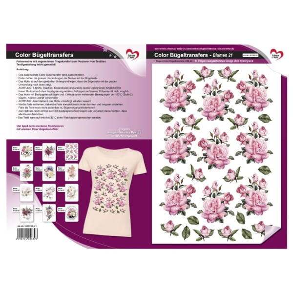 Color Bügeltransfers, DIN A4, Blumen 21