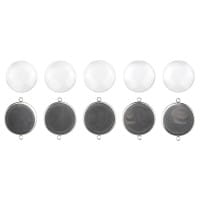 Schmuckanhänger & Cabochons, rund, mit 2 Ösen, Ø27mm, mit passendem Cabochons, Ø25mm, klar, 5 Stück