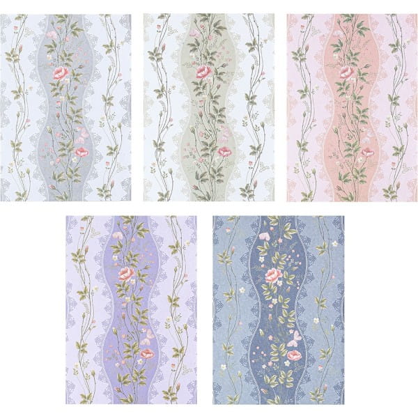 Motiv-Grußkarten, Blumenranken, B6, 230 g/m², 5 versch. Farben, inkl. Umschläge, 10 Stück