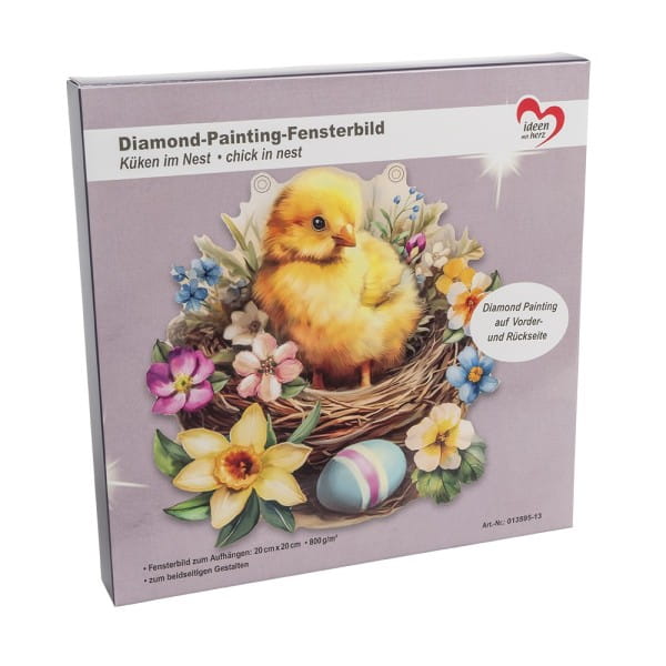 Diamond-Painting-Fensterbild, Küken im Nest, 20cm, doppelseitig